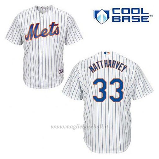 Maglia Baseball Uomo New York Mets Matt Harvey 33 Bianco 1ªCool Base